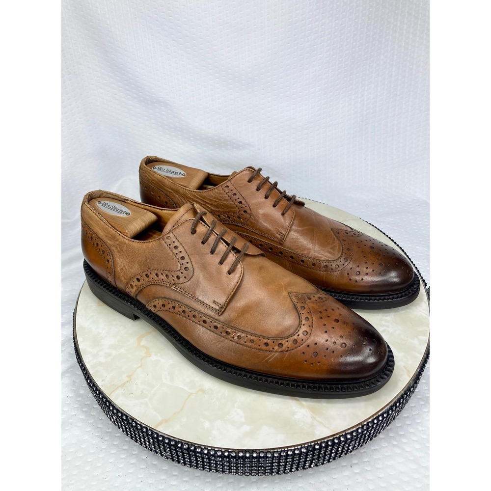 1901 Manchester Wingtip Derby Shoes Mens 12 Tan Leather Brogue Business Office